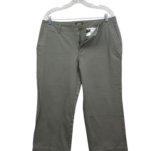 Eddie Bauer Womens Crop Pants Vashon Fit Stretch Slash Pockets Zip Green Size 14 - Picture 3 of 6